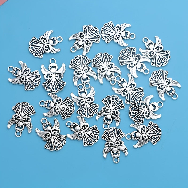 20Pcs Silver Plated Angel Fairy Charms Pendants For Bracelet Jewelry Making DIY Handmade Craft 21x14mm