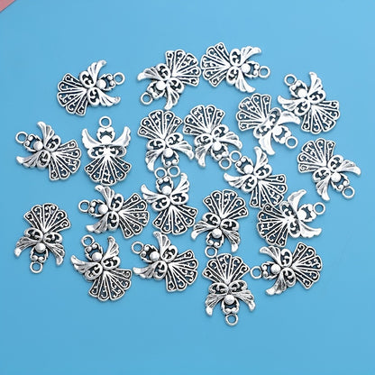 20Pcs Silver Plated Angel Fairy Charms Pendants For Bracelet Jewelry Making DIY Handmade Craft 21x14mm