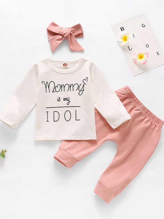 Ensemble haut et pantalon de jogging à slogan graphique pour bébé fille