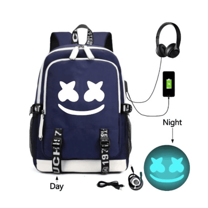 Stylish USB Charging Happy Face Backpack - Waterproof, Durable & Perfect for School!