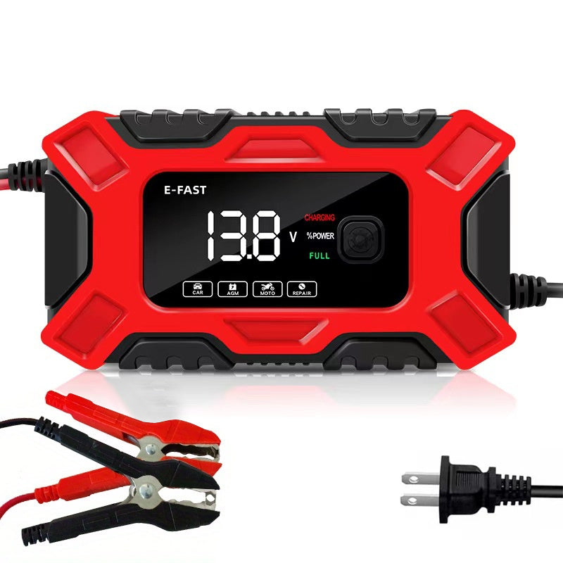 6A Intelligent Car Battery Charger with LCD Screen, Impulse Repair, Summer & Winter Modes - Fully Automatic & Efficient!