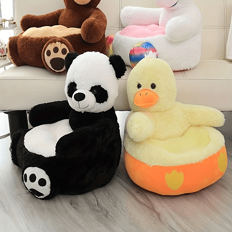 L'accessoire parfait pour la chambre de bébé : canapé en peluche pour enfant panda marron/noir 50 cm/19,68'' – Super doux, lavable et parfait pour les enfants ! 