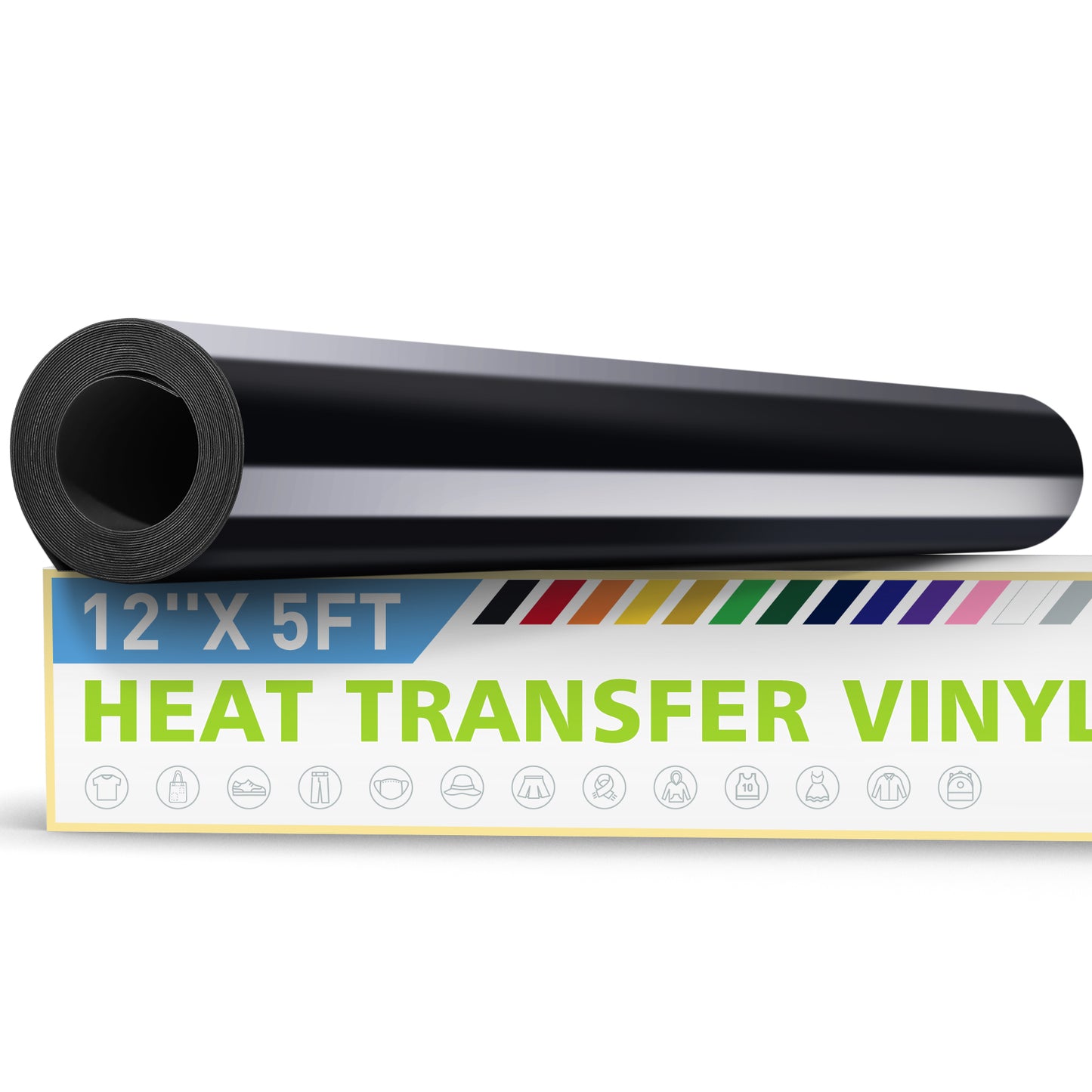 12" X 5ft HTV Vinyl Rolls, Heat Transfer Vinyl For Fabric, HTV Vinyl For Shirts, Iron On Vinyl For All Cutter Machine - Easy To Cut For Heat Vinyl Design, Permanent Vinyl