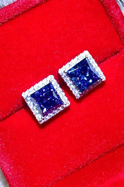 925 Sterling Silver 4 Carat Moissanite Square Earrings