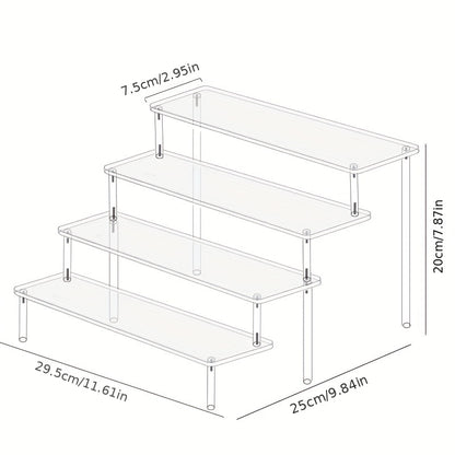 1pc Acrylic Perfume Organizer, Acrylic Display Rack, Transparent Ladder Shelf, Hand-made Anime Car Model Blind Box Storage Display Stand