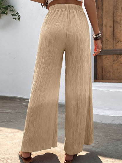 Pantalon large texturé à taille haute