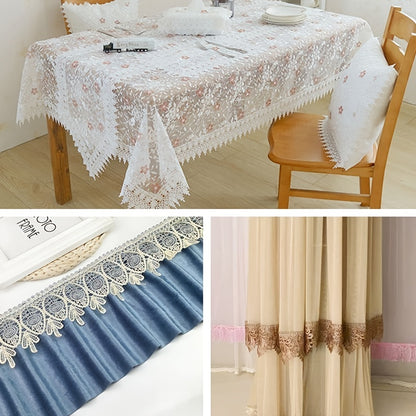 3 Yards/Roll Inelastic Embroidery Lace Trim,Curtain Tablecloth Slipcover Bridal Clothing Accessories DIY Sewing Craft