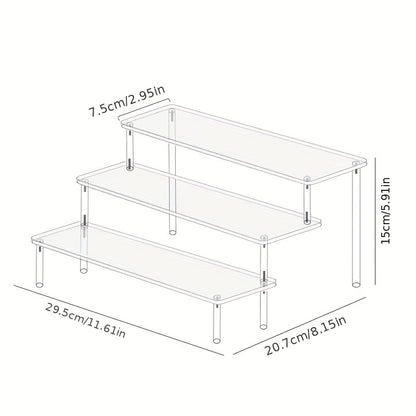 1pc Acrylic Perfume Organizer, Acrylic Display Rack, Transparent Ladder Shelf, Hand-made Anime Car Model Blind Box Storage Display Stand