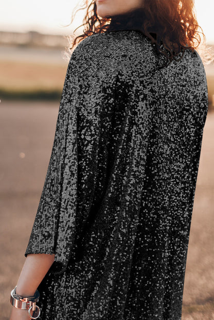 Sequin Open Front Duster Cardigan