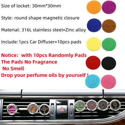 Aromatherapy Locket Car Diffuser, Air Freshener Purifier With 10pcs Pads Randomly