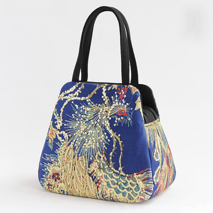 Women's Canvas Tote Bag - Sequin Embroidery Handbag - Stand Out in Style!