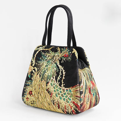 Women's Canvas Tote Bag - Sequin Embroidery Handbag - Stand Out in Style!