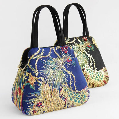 Women's Canvas Tote Bag - Sequin Embroidery Handbag - Stand Out in Style!