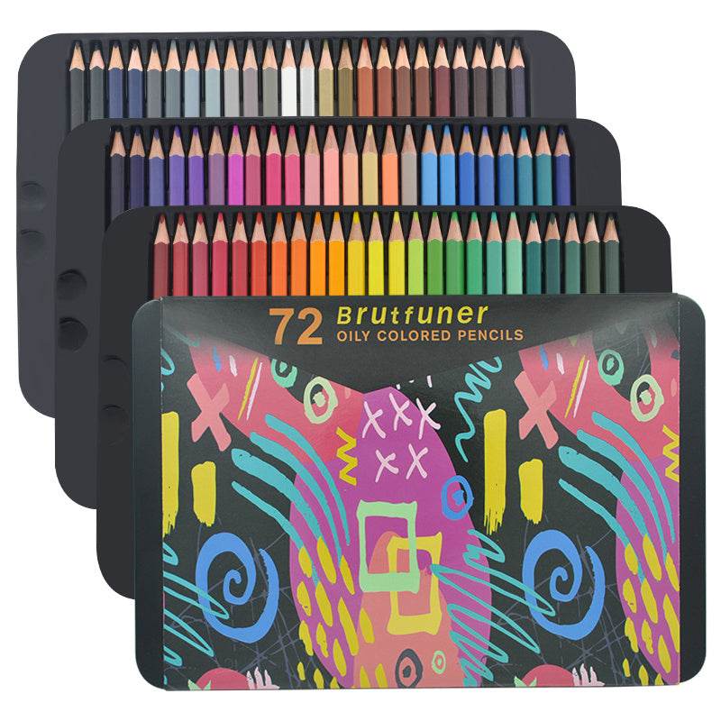 72/120/180pcs Brutfuner Oily Art Coloured Pencils Set With Metal Box  For Adult Coloring Books Artist Drawing Sketching Crafting For Beginners/Artist