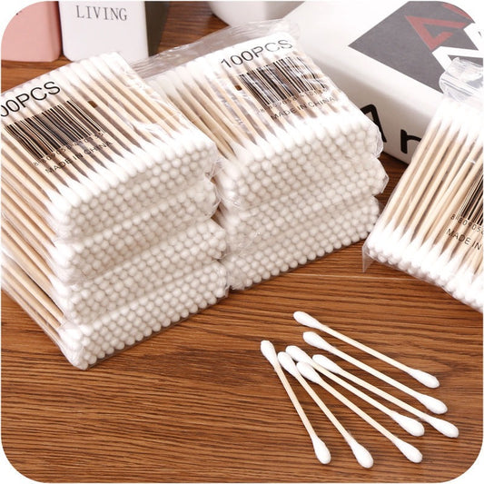 100pcs Swabs Disposable Double-headed Hygienic Cleaning  Swabs Household Makeup Remover Swabs