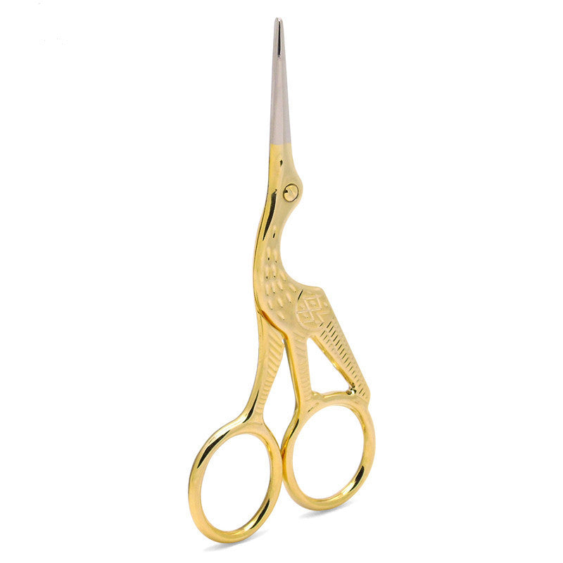 Stainless Steel Gilded Crane Scissors Retro Bird Scissors Yarn Scissors Cross Embroidery Thread Scissors