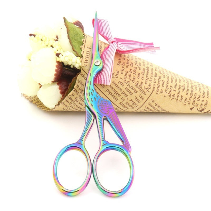 Stainless Steel Gilded Crane Scissors Retro Bird Scissors Yarn Scissors Cross Embroidery Thread Scissors