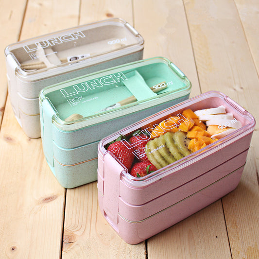 3-Layer Bento Box: The Perfect Portable Lunch Solution for Kids & Adults!