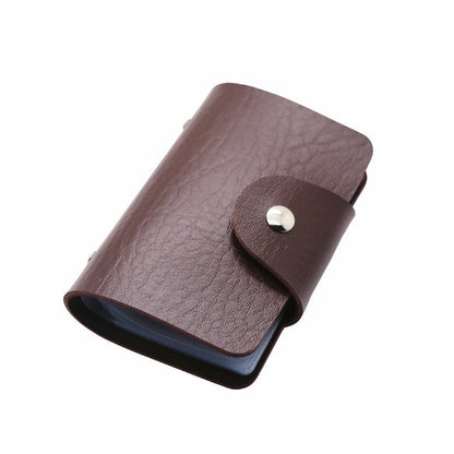 Stylish Faux Leather Credit Card Holder - Solid Color Bag With Button