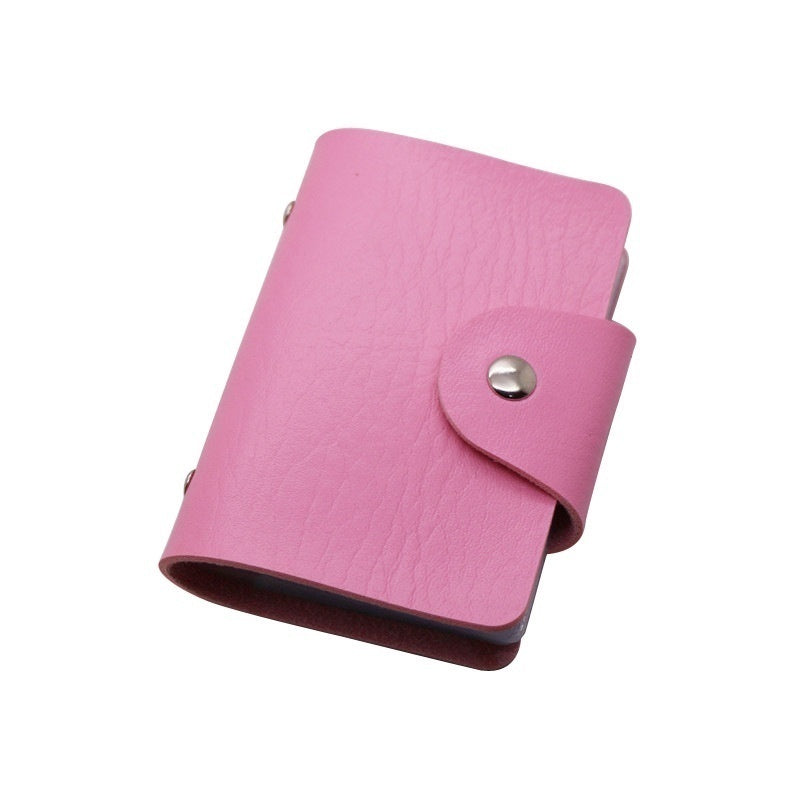 Stylish Faux Leather Credit Card Holder - Solid Color Bag With Button