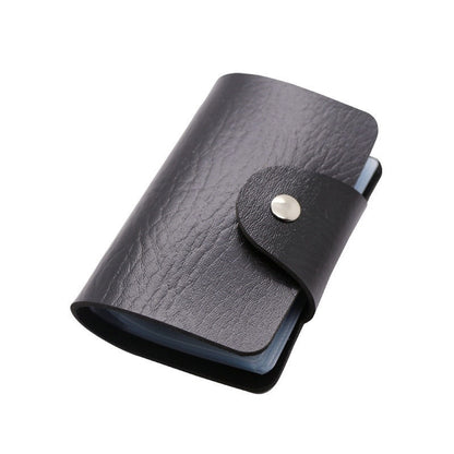 Stylish Faux Leather Credit Card Holder - Solid Color Bag With Button