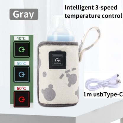 USB Cartoon Milk Warmers With Three Degrees Of Temperature Adjustment And Display, Portable Milk Bottle Insulation Sleeve At Home And Outdoors, Heated Constant Temperature Milk Bottle Sleeve