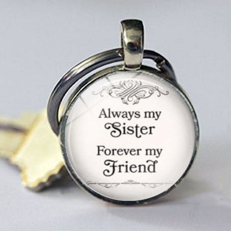 Magnifique porte-clés en pierres précieuses – Always My Sister Forever My Friend – Cadeau parfait pour les femmes 