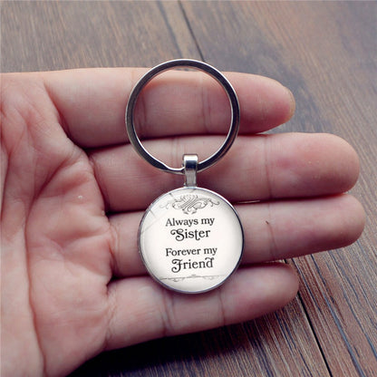 Magnifique porte-clés en pierres précieuses – Always My Sister Forever My Friend – Cadeau parfait pour les femmes 