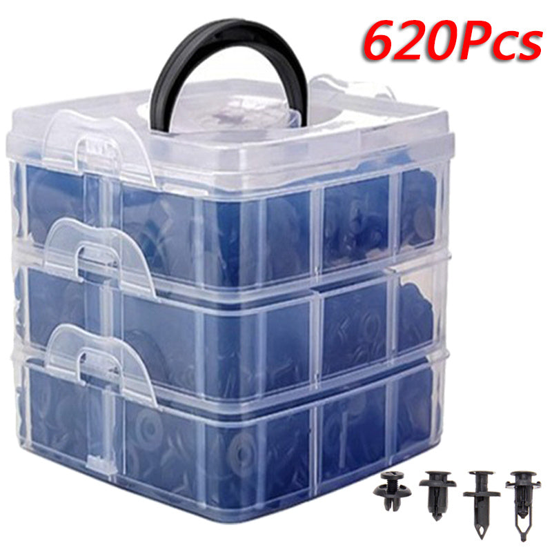 620Pcs Car Retainer Clips Kit - 16 Most Popular Sizes Auto Push Pin Rivets Set For Toyota Ford Honda Acura