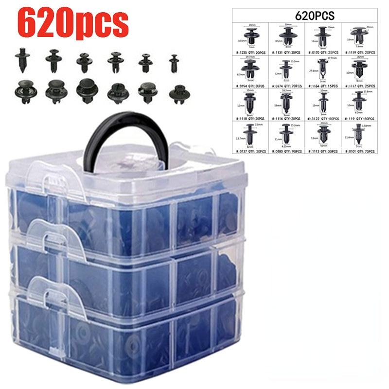 620Pcs Car Retainer Clips Kit - 16 Most Popular Sizes Auto Push Pin Rivets Set For Toyota Ford Honda Acura