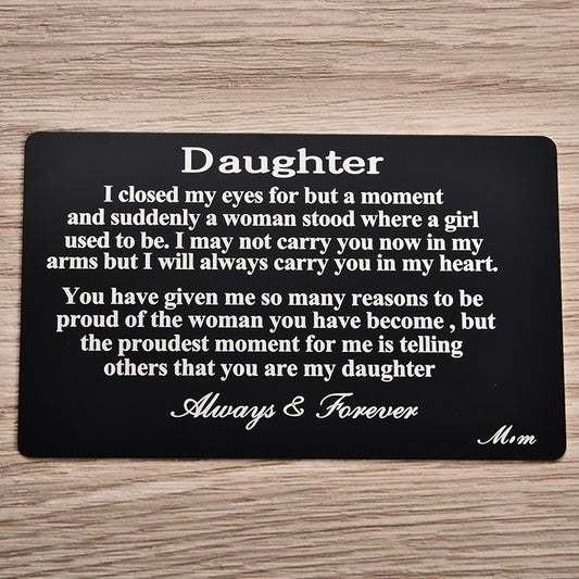 Son / Daughter  Wallet Card  Birthday Gift  Mom's Love Metal Wallet Card  Creative New Alloy Gifts