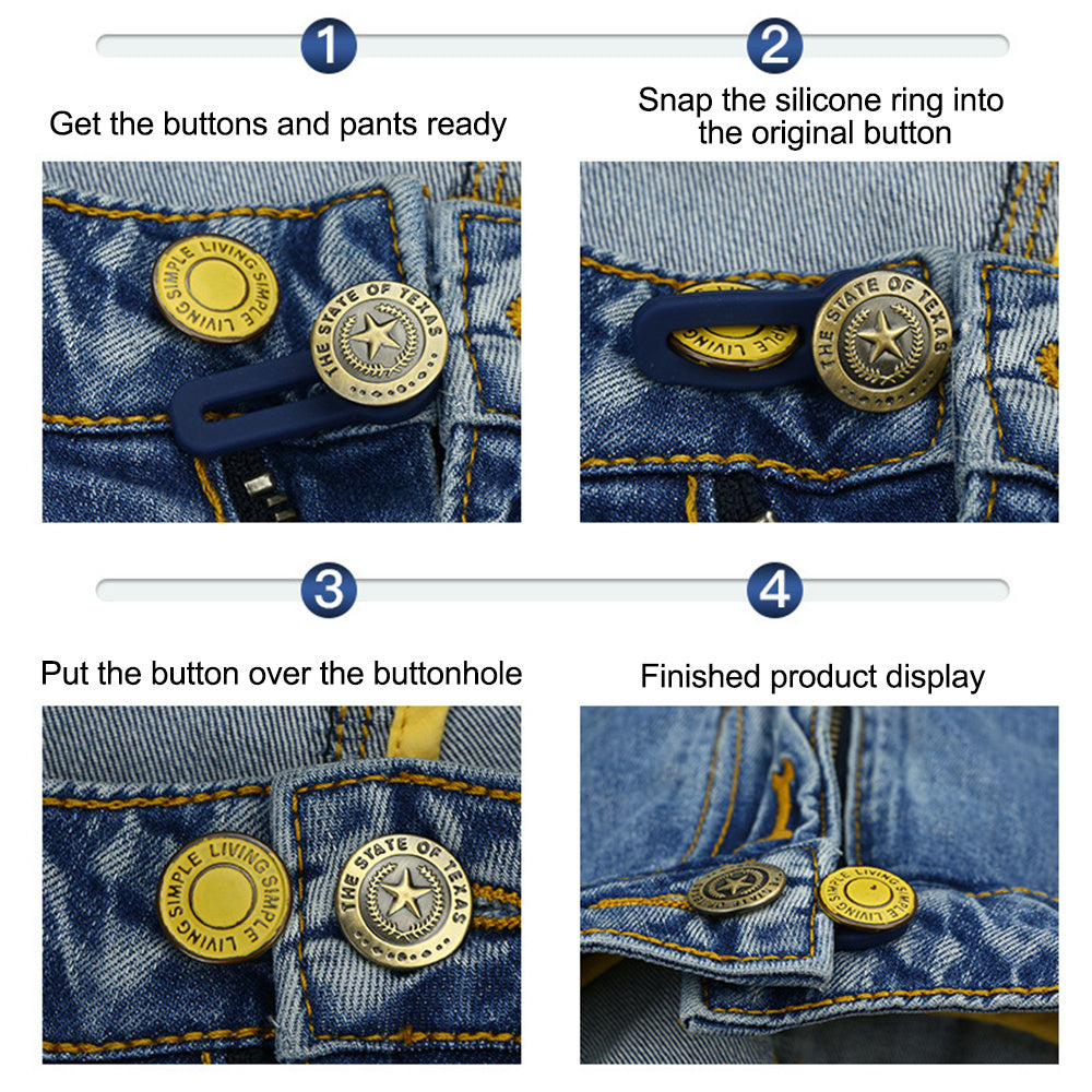 4pcs Random Color Magic Metal Button Extender For Pants Jeans Free Sewing Adjustable Retractable Waist Extenders Button Extended Length Is 0.71in