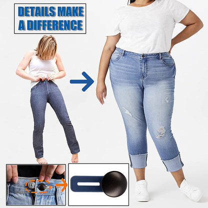 10pcs Adjustable Waist Pants with Metal Button and Stretchable Waistband - Perfect Fit Guaranteed