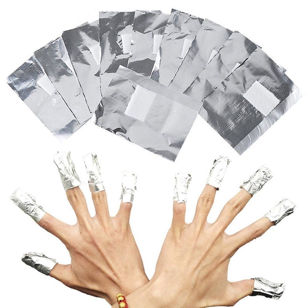 100 pcs Aluminum Foil Nail Wraps for Soak Off Acrylic Gel Polish Removal and Manicure Cleaning - Easy and Effective Makeup Tool