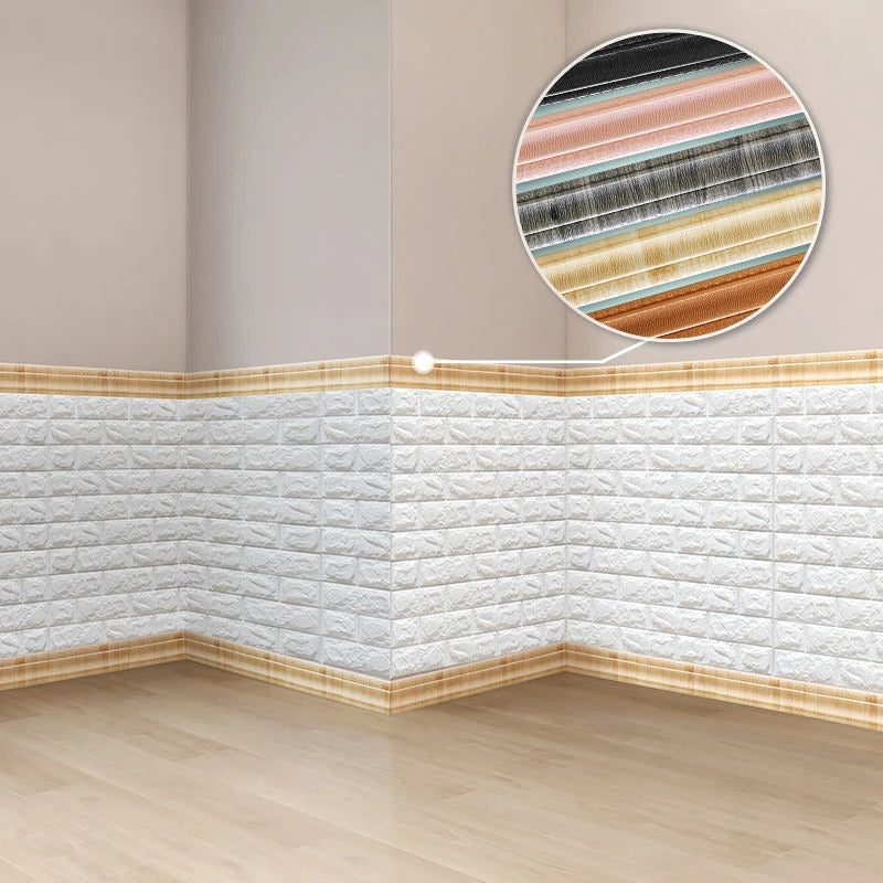 3.14in*32.8ft 3D Foam Wall Skirting Line Self-adhesive Wall Waist Line Waterproof Decorative Wall Sticker Border Wall,Home Decoration