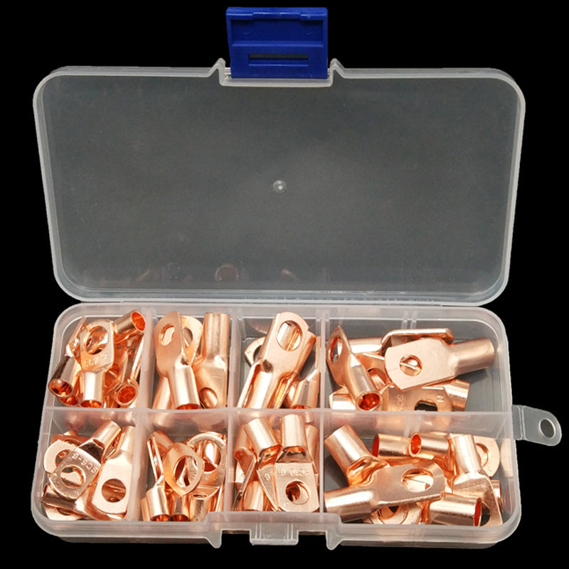 60PCS Car Auto Copper Ring Terminal Wire Crimp Connector Kit - SC6-6 SC10-8 SC16-8 SC25-8 Assortment Bare Cable Battery Terminals Soldered Connectors