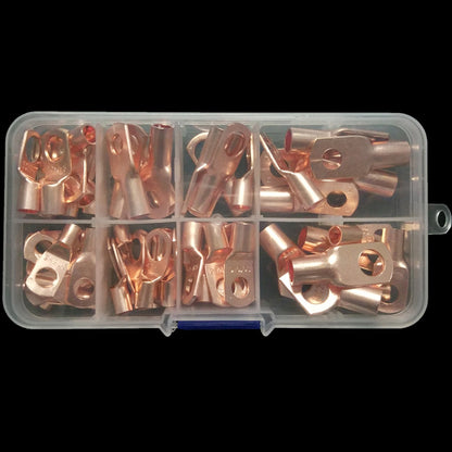 60PCS Car Auto Copper Ring Terminal Wire Crimp Connector Kit - SC6-6 SC10-8 SC16-8 SC25-8 Assortment Bare Cable Battery Terminals Soldered Connectors