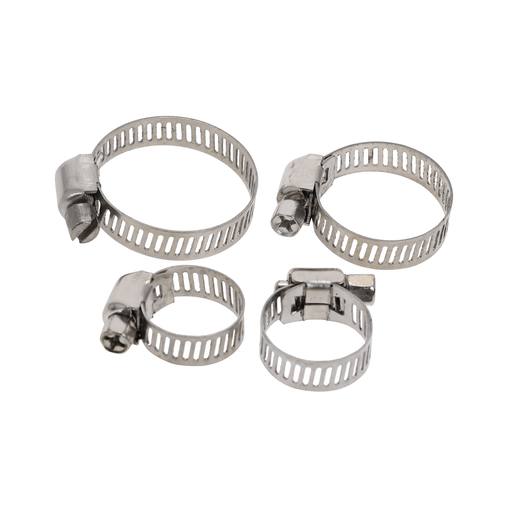 60pcs 7 Sizes Stainless Steel Adjustable Hose Clamps - Fuel Line Worm Clips & American Hoop Snap Clamps