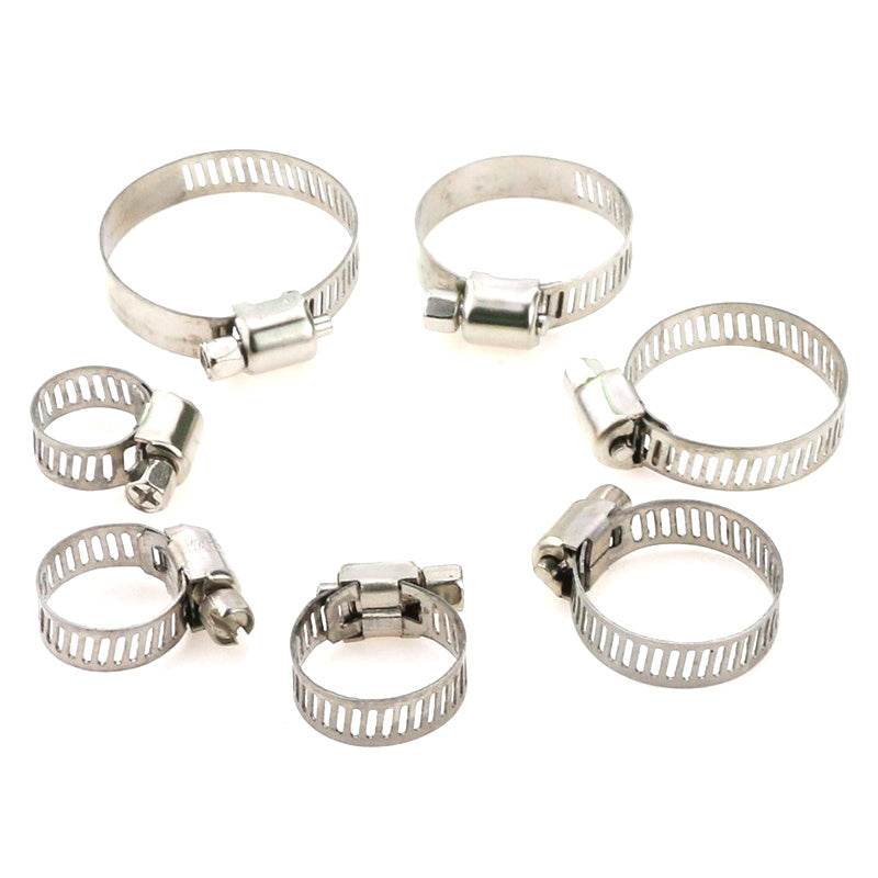 60pcs 7 Sizes Stainless Steel Adjustable Hose Clamps - Fuel Line Worm Clips & American Hoop Snap Clamps