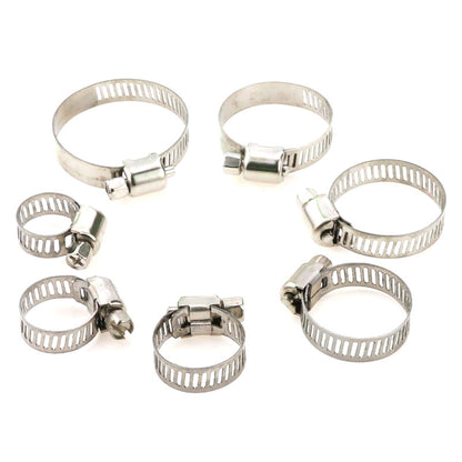 60pcs 7 Sizes Stainless Steel Adjustable Hose Clamps - Fuel Line Worm Clips & American Hoop Snap Clamps