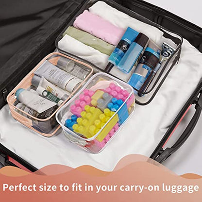 2 pcs Travel-Friendly Clear Makeup Bags with Zippers - Organize and Protect Your Cosmetics on the Go