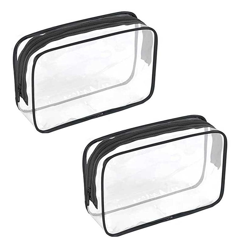 2 pcs Travel-Friendly Clear Makeup Bags with Zippers - Organize and Protect Your Cosmetics on the Go