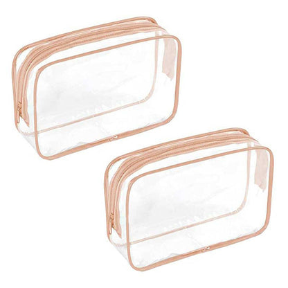 2 pcs Travel-Friendly Clear Makeup Bags with Zippers - Organize and Protect Your Cosmetics on the Go