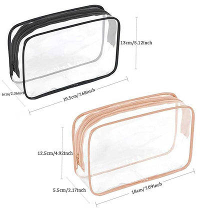 2 pcs Travel-Friendly Clear Makeup Bags with Zippers - Organize and Protect Your Cosmetics on the Go