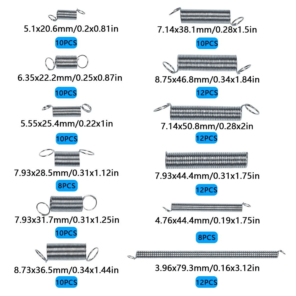 Assortiment de ressorts en acier zingué de 200 pièces – Ressorts de compression et d'extension pour matériel électrique 