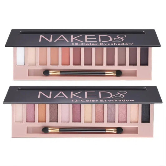 12-Color Natural Nude Eyeshadow Palette with Matte Finish, Portable Set & Mirror - Eye Cosmetic Tools & Brush Included!