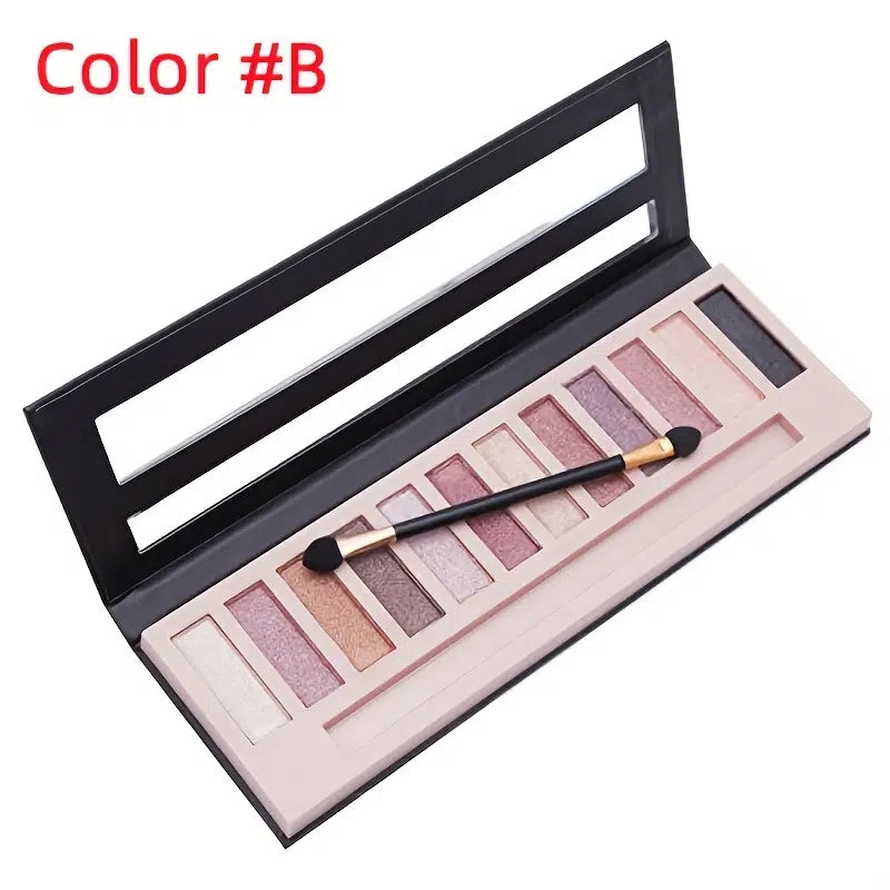 12-Color Natural Nude Eyeshadow Palette with Matte Finish, Portable Set & Mirror - Eye Cosmetic Tools & Brush Included!