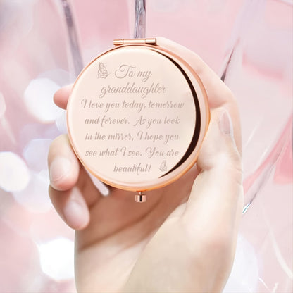 1pc Rose Golden Makeup Mirror for Granddaughter - Perfect Gift for Birthday, Graduation, and Christmas from Grandma and Grandpa