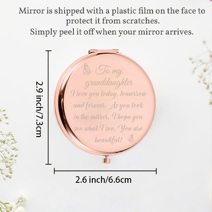 1pc Rose Golden Makeup Mirror for Granddaughter - Perfect Gift for Birthday, Graduation, and Christmas from Grandma and Grandpa