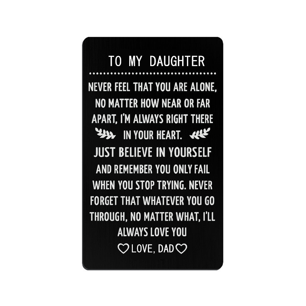 A Special Gift for Your Son/Daughter: Engraved Love Message Card Wallet Insert - Perfect for Graduation, Deployment, or Birthday!